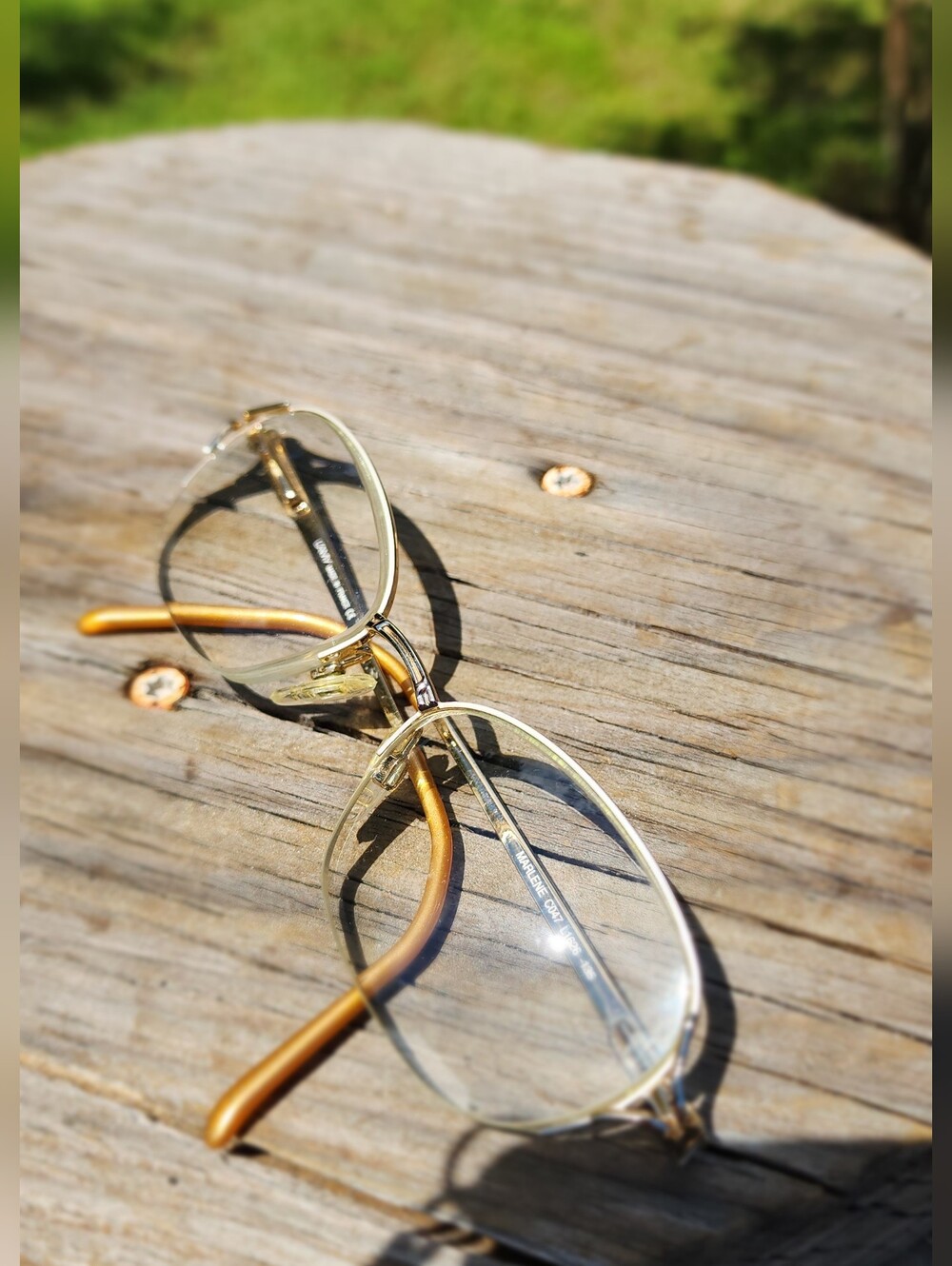 Gold Metal Women's Glasses with Tan Temple Tips by